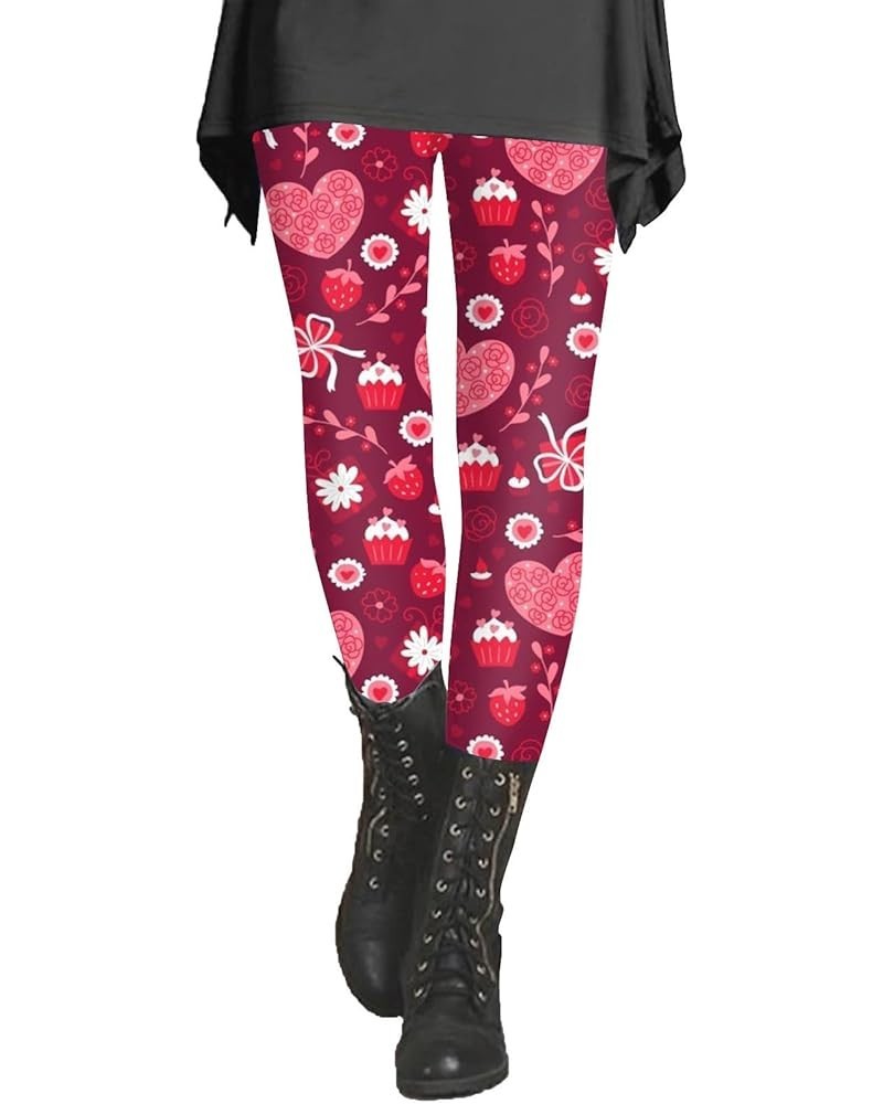 Valentines Day Leggings for Women High Waisted Love Heart Print Yoga Legging High Waist Skinny Workout Gym Pants F-red $8.24 ...