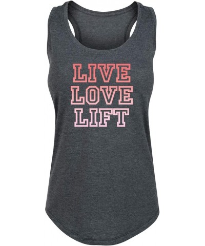 Live Love Lift - Ladies Racerback Tank Heather Charcoal $11.79 Tanks