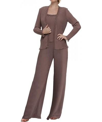 3 Piece Mother of The Bride Dress Pant Suits Chiffon Beaded Evening Formal Dress for Wedding Guest Groom Women's Silver $39.1...