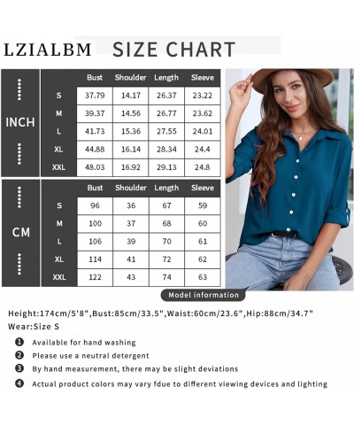 Womens Button Down Shirts Long Sleeve Tops V Neck Work Office Chiffon Blouse Black $12.35 Blouses