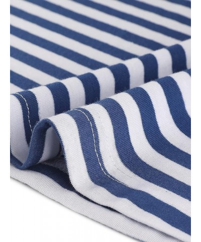 Women's Striped T-Shirt Color Block Long Sleeve Round Neck Striped Blouse Blue White $17.75 T-Shirts