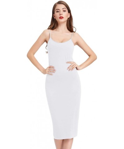 Women Adjustable Spaghetti Underwear Cami Full Slip Maxi Dress White-mid Calf $17.69 Lingerie