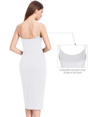 Women Adjustable Spaghetti Underwear Cami Full Slip Maxi Dress White-mid Calf $17.69 Lingerie