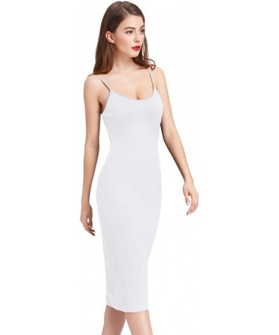 Women Adjustable Spaghetti Underwear Cami Full Slip Maxi Dress White-mid Calf $17.69 Lingerie