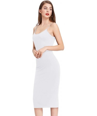 Women Adjustable Spaghetti Underwear Cami Full Slip Maxi Dress White-mid Calf $17.69 Lingerie