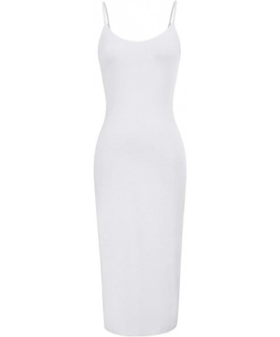 Women Adjustable Spaghetti Underwear Cami Full Slip Maxi Dress White-mid Calf $17.69 Lingerie