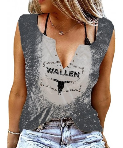 Western Tank Women Vintage Country Music Retro Steer Skull T Shirt Sleeveless V Neck Ring Hole Cute Cowgirl Tank Tops P2 $12....