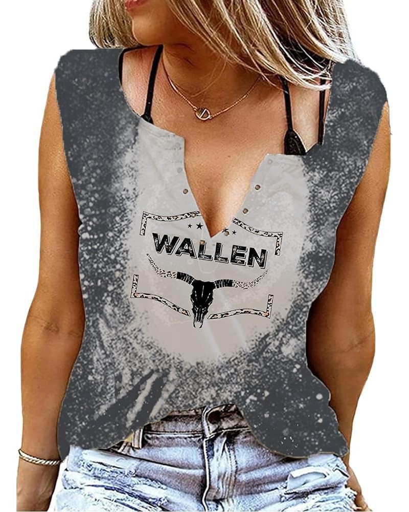 Western Tank Women Vintage Country Music Retro Steer Skull T Shirt Sleeveless V Neck Ring Hole Cute Cowgirl Tank Tops P2 $12....