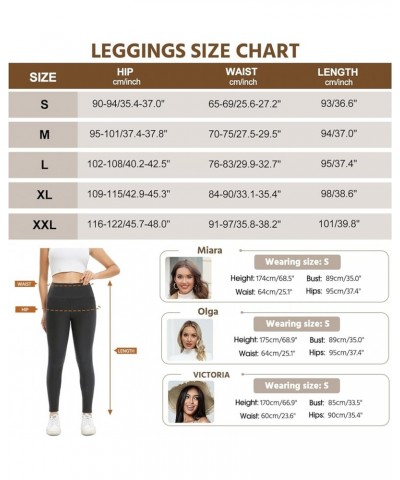 Fleece Lined Leggings Women, Winter Thermal Cashmere Pants, High Waist Stretchy Sweatpants, Tummy Control Warm Tights Dark Gr...