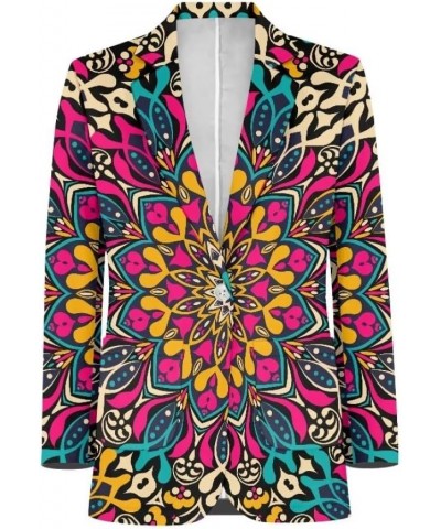 Dog Paw Women's Graphic Print Blazer Button Open Front Long Sleeve Jacket Boho Mandala $20.39 Blazers