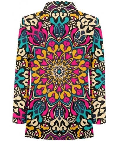 Dog Paw Women's Graphic Print Blazer Button Open Front Long Sleeve Jacket Boho Mandala $20.39 Blazers