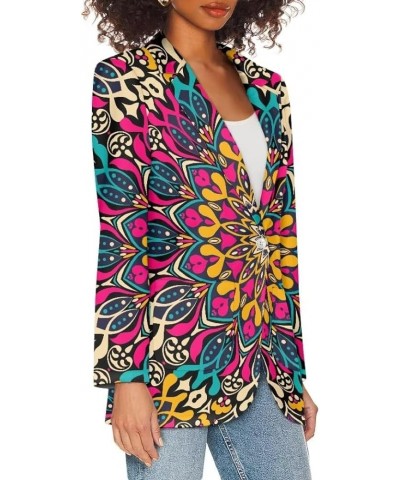 Dog Paw Women's Graphic Print Blazer Button Open Front Long Sleeve Jacket Boho Mandala $20.39 Blazers