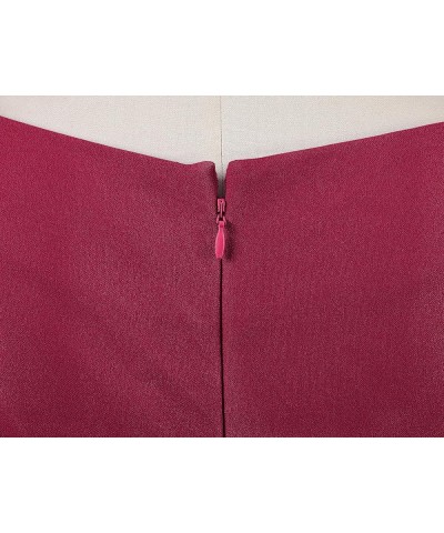 Women's 50s Vintage Bodycon 3/4 Sleeve Midi Peplum Business Formal Work Pencil Dresses Burgundy $17.99 Dresses