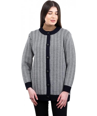 Lumber Cardigan for Ladies Wool Blend Herringbone Jacket Navy $48.25 Coats