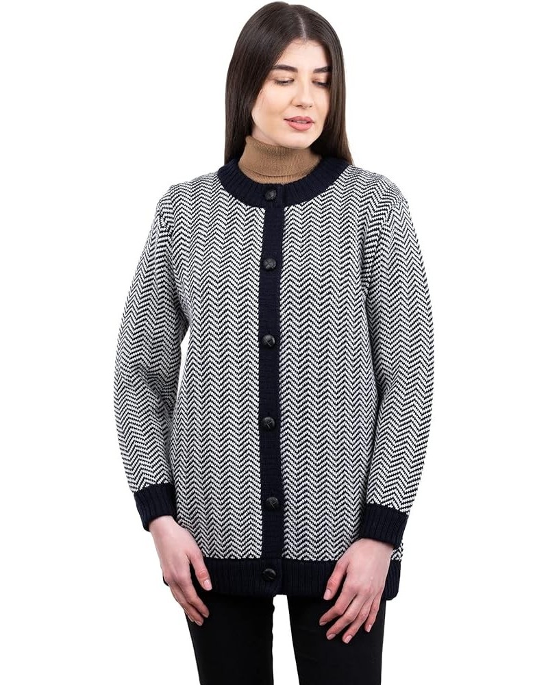 Lumber Cardigan for Ladies Wool Blend Herringbone Jacket Navy $48.25 Coats