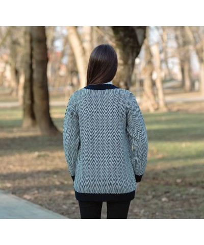 Lumber Cardigan for Ladies Wool Blend Herringbone Jacket Navy $48.25 Coats