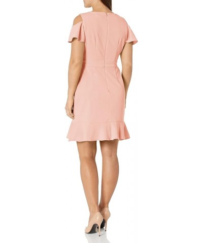 Women's Cold Shoulder Flounce Dress Guest of Date Night Occasion Cloud Pink $25.03 Dresses