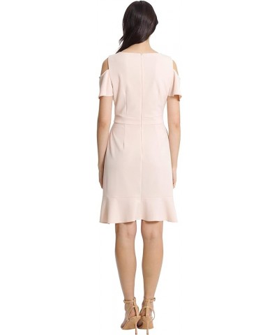 Women's Cold Shoulder Flounce Dress Guest of Date Night Occasion Cloud Pink $25.03 Dresses