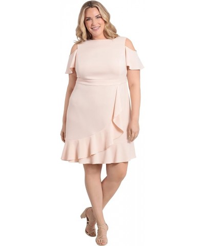 Women's Cold Shoulder Flounce Dress Guest of Date Night Occasion Cloud Pink $25.03 Dresses