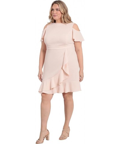 Women's Cold Shoulder Flounce Dress Guest of Date Night Occasion Cloud Pink $25.03 Dresses