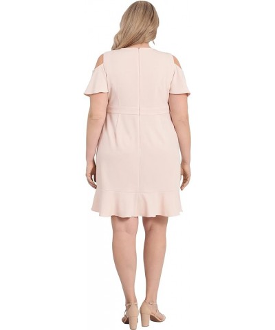 Women's Cold Shoulder Flounce Dress Guest of Date Night Occasion Cloud Pink $25.03 Dresses