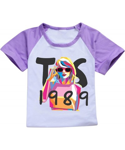 Girls Shorts Set Shirts for Women Crewneck T-shirts Causal Loose Fit Blouse Teen Girls/Boys Y2K Tops Short Tees+Pants 2-1purp...