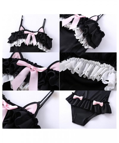 Japan Sweet Girls Soft Flounced Bikini Sexy Swimwear Set Spa Swimsuit Black Cat $24.82 Swimsuits