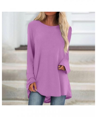 Long Sleeve Shirts for Women,Women's Casual Trendy Gradient Crewneck Shirt Comfy Loose Fit Fall Outgoing Tops 6-purple $6.11 ...