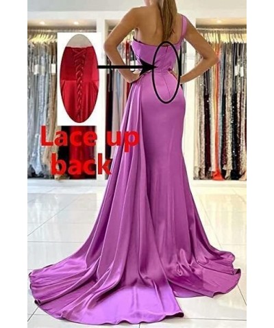 One Shoulder Satin Bridesmaid Dresses Long Mermaid Prom Dresses Ruched Formal Evening Gowns HY054 Aqua $32.99 Dresses