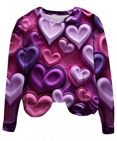 Womens Colorful 3D Heart Graphic Sweatshirt 2024 Valentine's Day Crewneck Sweatshirt Drop Shoulder Long Sleeve Loose Pullover...