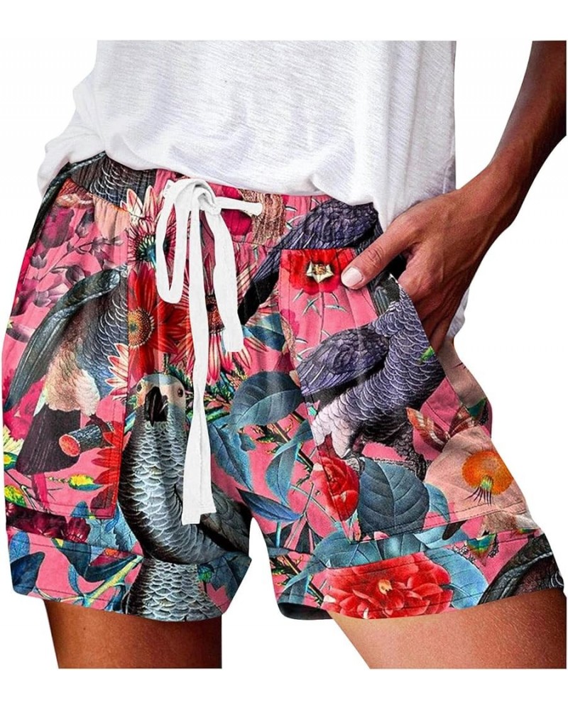 Shorts for Women Trendy 2023 Casual Drawstring High Waist Summer Shorts with Pockets Floral Print Beach Holiday Shorts T07-ho...