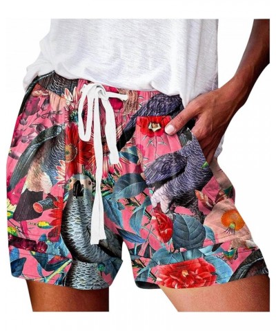 Shorts for Women Trendy 2023 Casual Drawstring High Waist Summer Shorts with Pockets Floral Print Beach Holiday Shorts T07-ho...