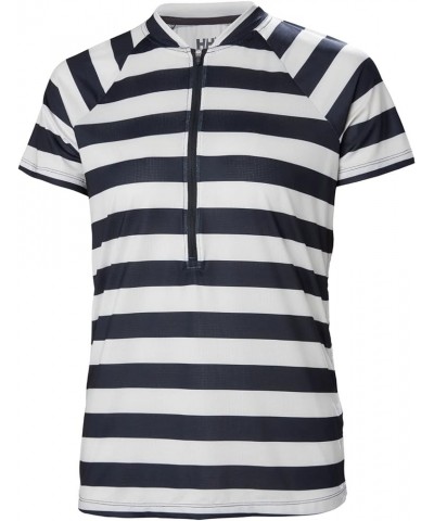 Women's Standard Siren 1/2 Zip T-Shirt X-Small 599 Navy Stripe $28.92 Activewear