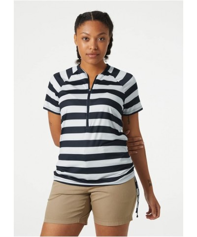 Women's Standard Siren 1/2 Zip T-Shirt X-Small 599 Navy Stripe $28.92 Activewear