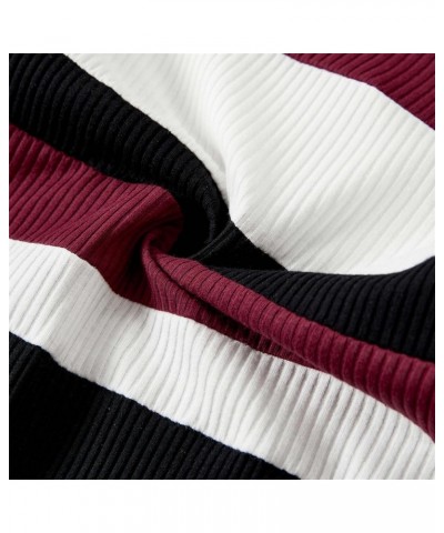 Family Matching Outfits Cotton Rib Knit Colorblock Long Sleeve Bodycon Dresses and Sweatshirts Tops Sets Boys Burgundy $11.04...