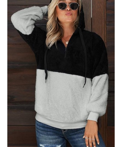 Womens Oversized Sherpa Pullover Hoodie with Pockets Fuzzy Fleece Warm Casual Loose Hooded Sweatshirt Hoodies C1-black $19.50...