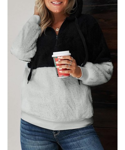 Womens Oversized Sherpa Pullover Hoodie with Pockets Fuzzy Fleece Warm Casual Loose Hooded Sweatshirt Hoodies C1-black $19.50...