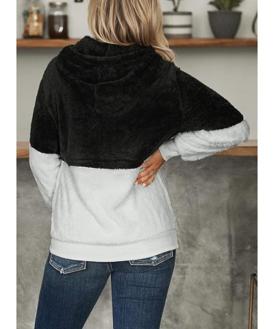 Womens Oversized Sherpa Pullover Hoodie with Pockets Fuzzy Fleece Warm Casual Loose Hooded Sweatshirt Hoodies C1-black $19.50...