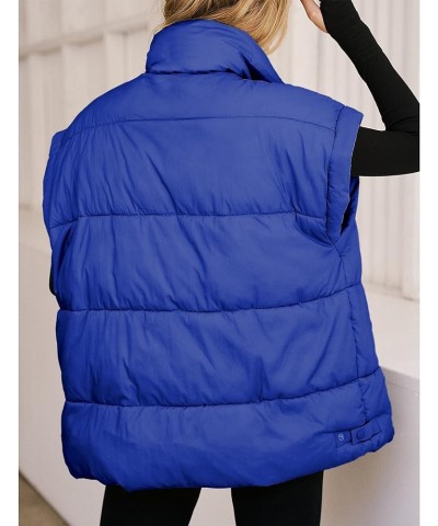 Womens Winter Puffer Vest Lightweight Flysleeve Stand Collar Oversized Puffy Coat Padded Gilet with Pockets Blue $19.80 Vests