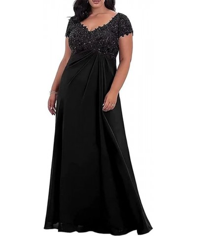 Mother of The Bride Dresses Lace Appliques Chiffon Wedding Guest Dresses for Women Plus Size Long Formal Gowns Black $48.50 D...