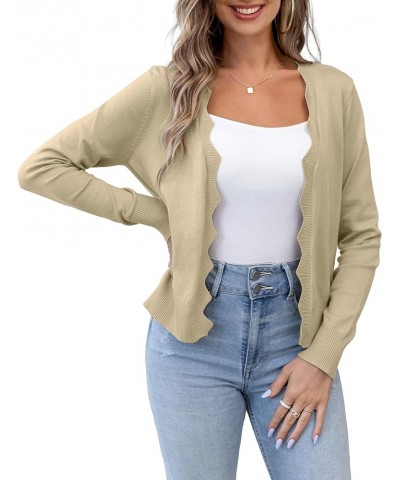 Womens Casual Long Sleeve Sweaters Knit Open Front Cropped Bolero Short Cardigan Camel Heather $12.25 Sweaters