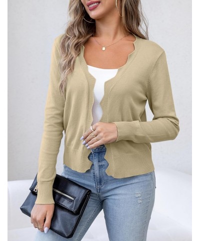 Womens Casual Long Sleeve Sweaters Knit Open Front Cropped Bolero Short Cardigan Camel Heather $12.25 Sweaters