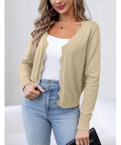 Womens Casual Long Sleeve Sweaters Knit Open Front Cropped Bolero Short Cardigan Camel Heather $12.25 Sweaters