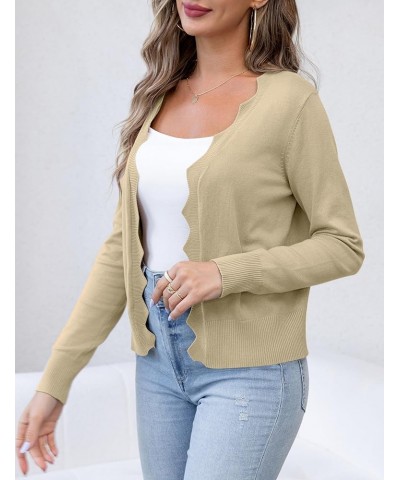 Womens Casual Long Sleeve Sweaters Knit Open Front Cropped Bolero Short Cardigan Camel Heather $12.25 Sweaters