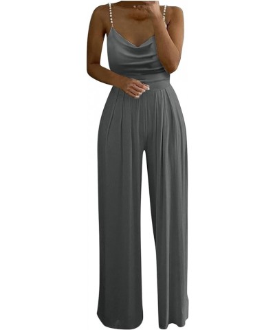 Women Sexy Rhinestones Jumpsuits Strappy Sleeveless Rompers Wide Leg High Waisted Pants Elegant Dressy Jumpsuits Dark Gray_06...