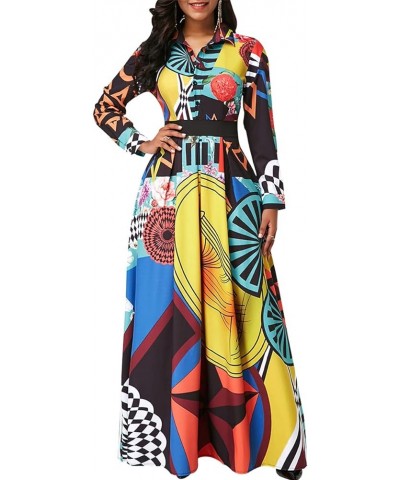 Womens Maxi Dresses Long Sleeve Floral Printed Casual V Neck Loose Party Dress Fall 01colorfula-664 $19.74 Dresses