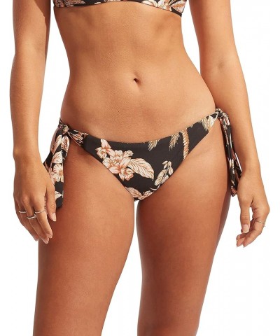 Women's Wide Soft Tie Side Hipster Bikini Bottom Swimsuit Castaway Black $28.77 Swimsuits