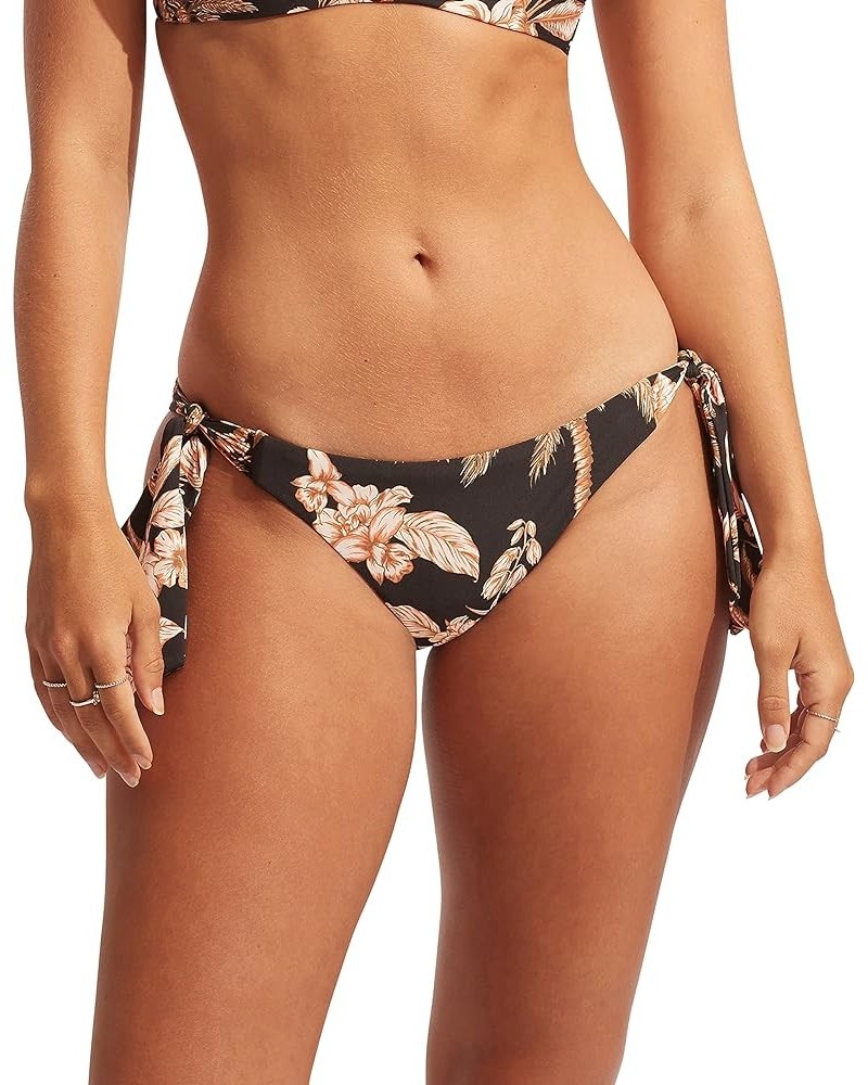 Women's Wide Soft Tie Side Hipster Bikini Bottom Swimsuit Castaway Black $28.77 Swimsuits