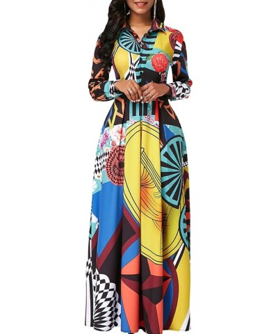 Womens Maxi Dresses Long Sleeve Floral Printed Casual V Neck Loose Party Dress Fall 01colorfula-664 $19.74 Dresses