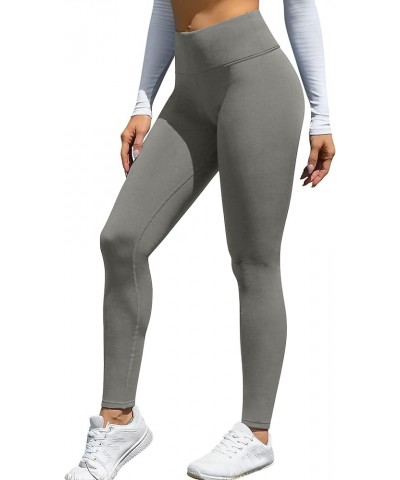 Women's Fleece Lined Leggings Faux Leather High Waisted Yoga Pants Warm Workout Tights with Pockets /Grey $8.54 Leggings